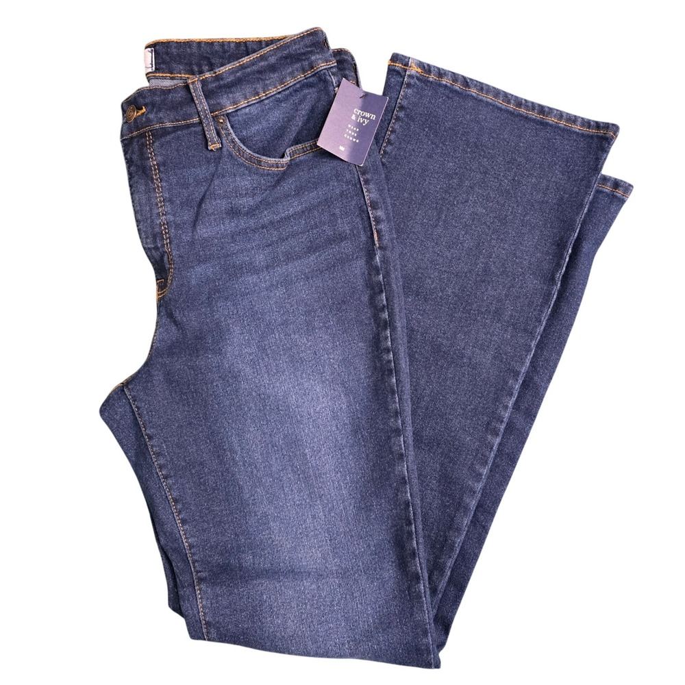 Crown & Ivy Women 10 Jeans Hi-Rise Vintage Bootcut Stretch Year Round Denim New